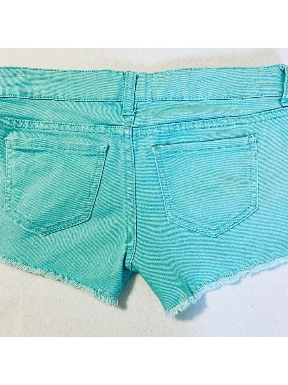 Teal Low Rise Cut Off Denim Shorts Size 2 - Picture 12 of 13